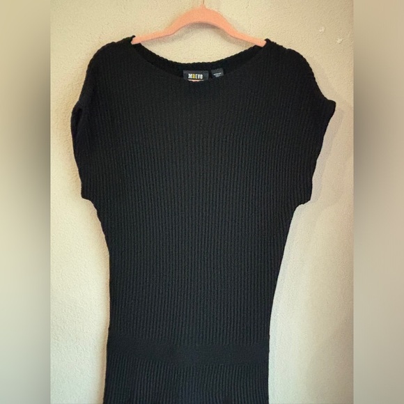 Maeve Anthropologie Ruth Black Ribbed Short Sleeve Fit & Flare Sweater Dress M - Picture 4 of 11